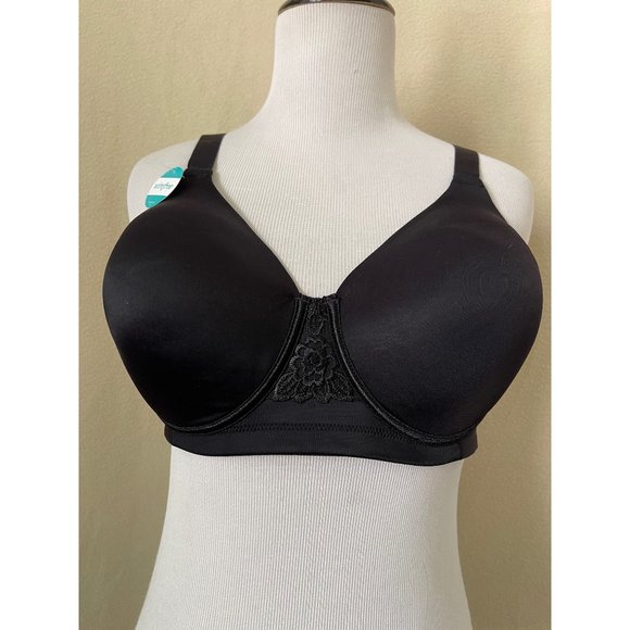 Vanity Fair Black Lace Middle Wire Free Full Coverage Bra - 38C - Picture 6 of 11